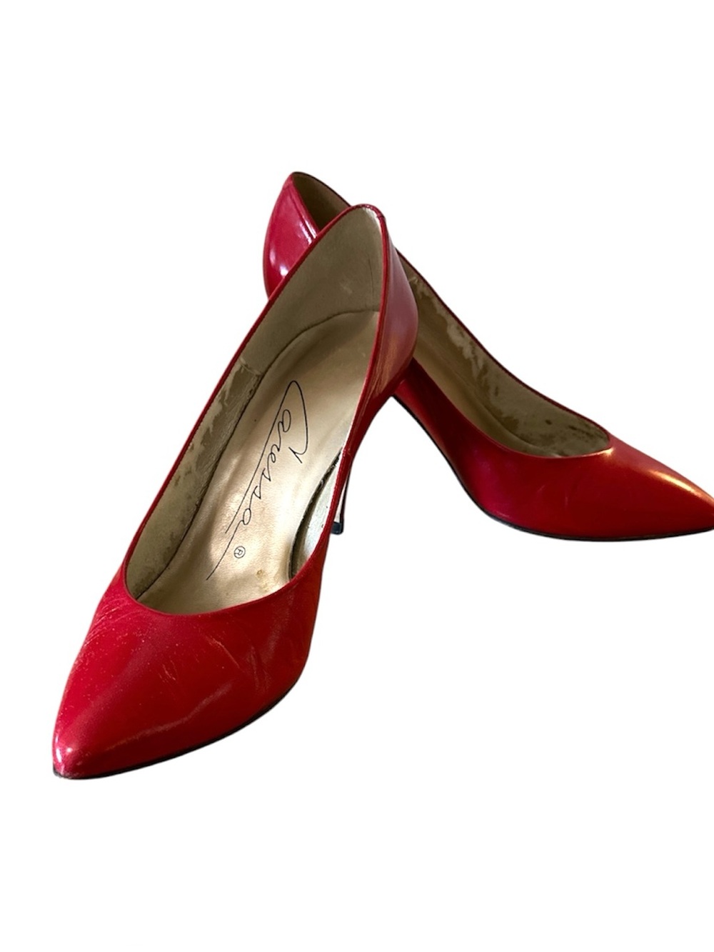 Red Pointed-Toe High Heel Pumps by Caressa